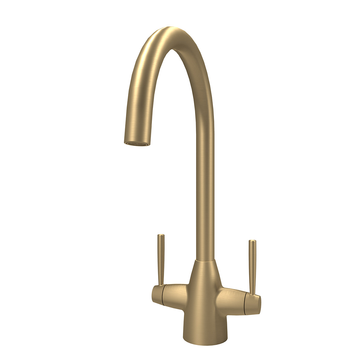 Ivy dual lever kitchen tap in brushed brass