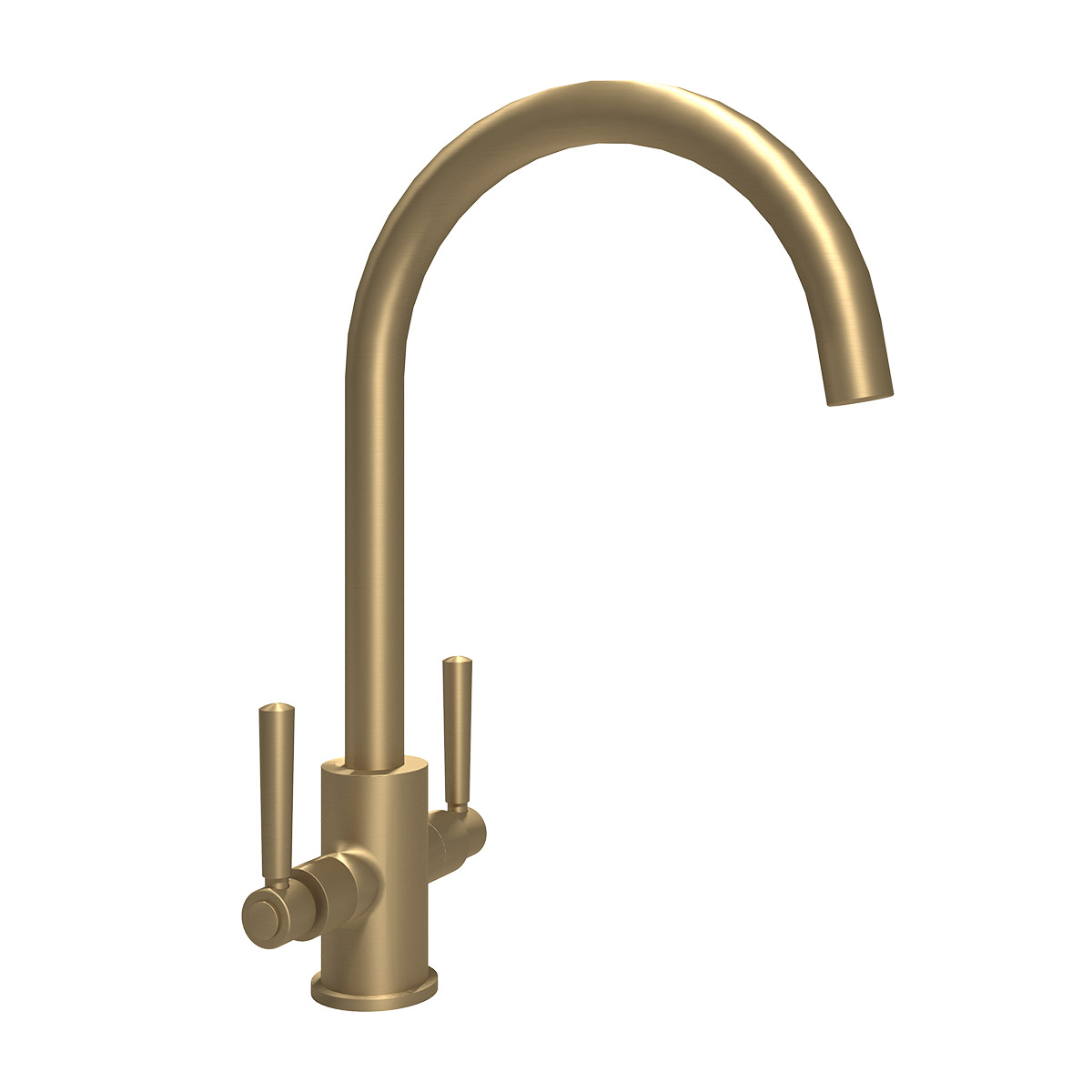Noa dual lever kitchen tap in brushed brass