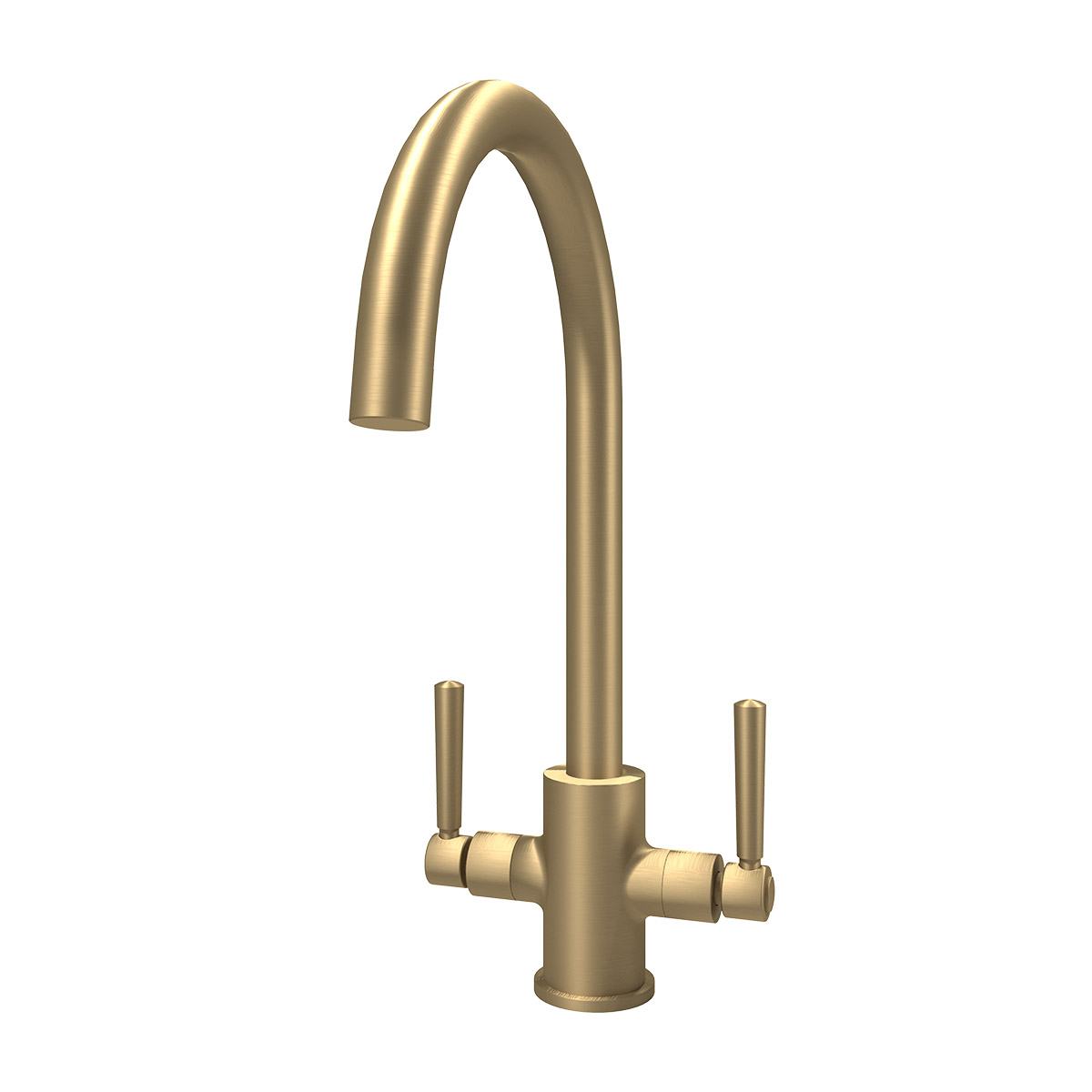 Noa dual lever kitchen tap in brushed brass