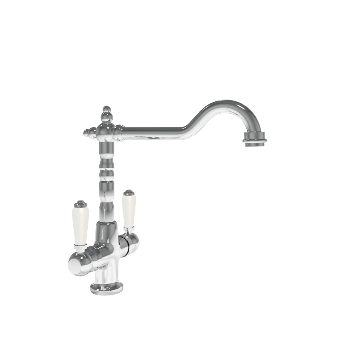 Alma chrome dual lever tap with white ceramic handles