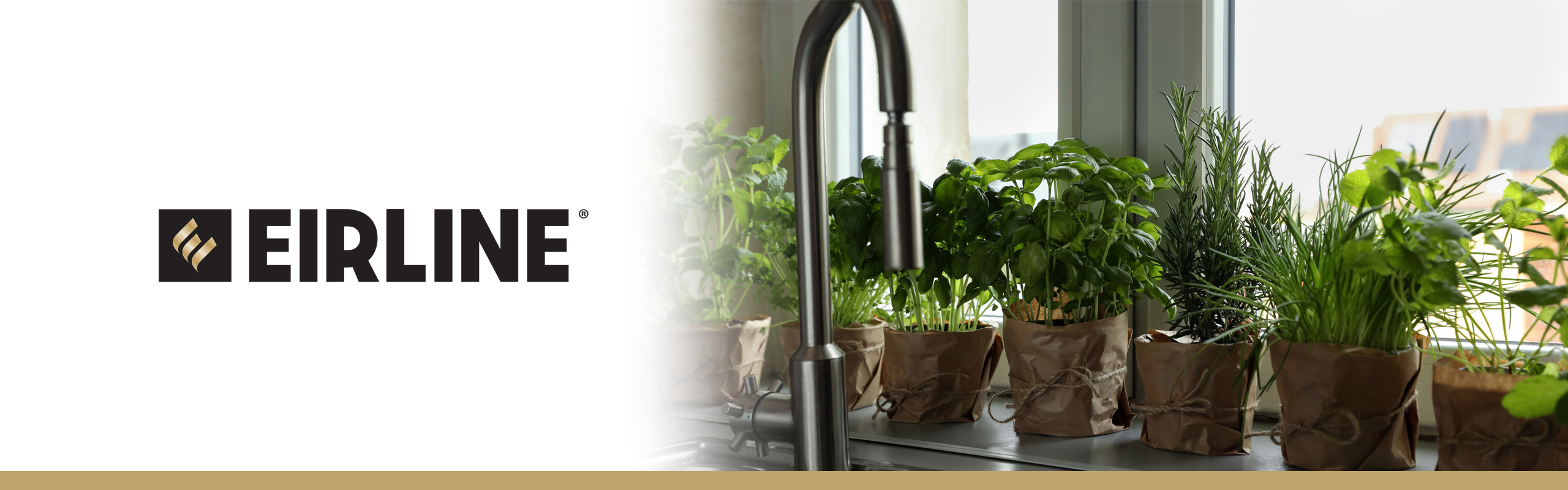 Black kitchen pull-out tap with plants in the background