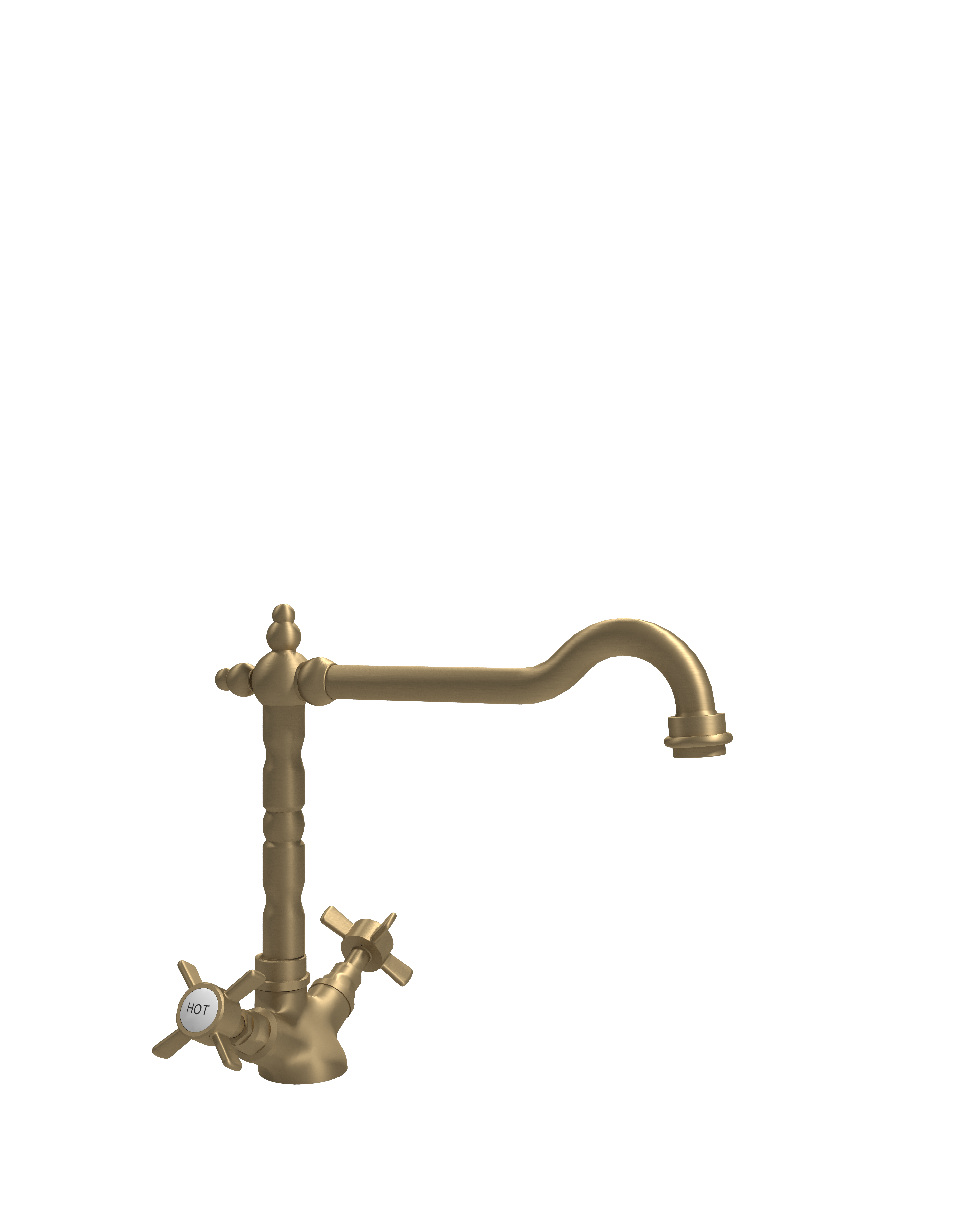 Elsa dual lever cross head tap with ceramic plates on levers in brushed brass